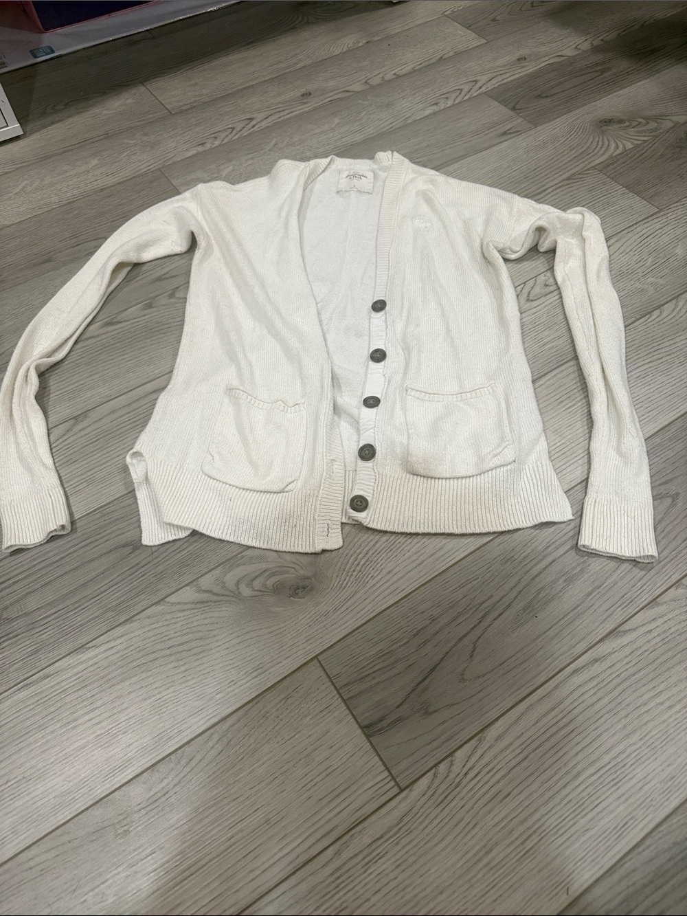 Abercrombie & Fitch Cream Button-Front Knit Cardigan